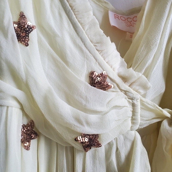 Rococo Sand Astral Gold Star Sleeveless High Low Wrap Dress NWT Size Small - Picture 9 of 17